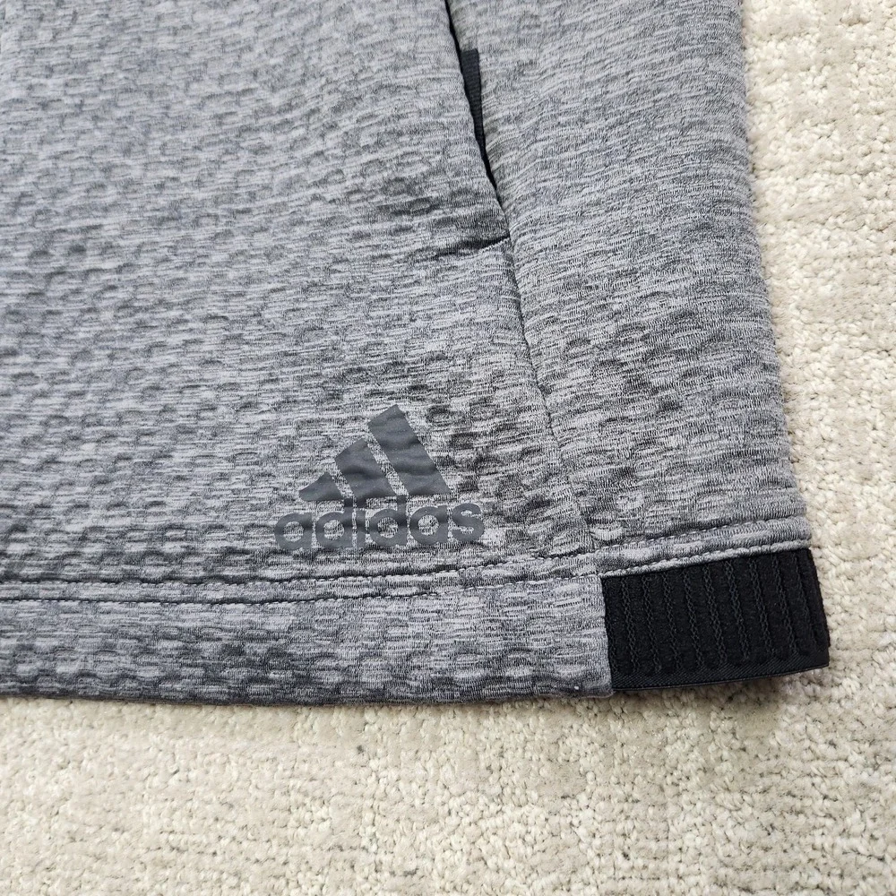 Adidas Vest Men Large Cold Ready Golf Full Zip Gray‎ Textured Fleece Gray Black